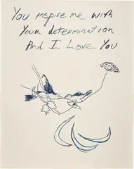 Birds 2012 by Tracey Emin, 2011, Lithograph in blue, on Somerset paper, the full sheet, sold Jan 2023