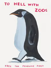 To Hell With Zoos by David Shrigley, 2021, Screenprint in colours with varnish overlay, on Somerset Satin paper, the full sheet, sold Jan 2023