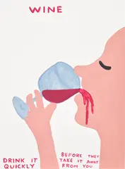 Wine by David Shrigley, 2021, Screenprint in colours with varnish overlay, on Somerset paper, the full sheet, sold Jan 2023