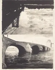 East River/Pont, from Le grand désert d'hommes (The Great Desert of Men) by Jean-Baptiste Sécheret, 2006, Lithograph, on Awagami Japan paper, the full sheet, sold Jan 2023