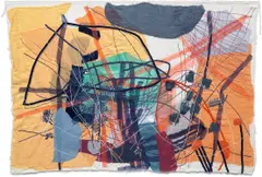 Clustering Thoughts by Jadé Fadojutimi, 2019, Cotton, silk viscose velvet, organza ribbon, grosgrain ribbon, velvet ribbon, cotton cord and embroidery, hand-dyed and , sold Jan 2023