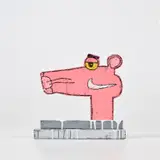 Katherine Bernhardt and Jonathan Edelhuber, Panther Panther Rosa Rosa, 2020, painted wood