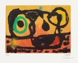Joan Miró, Tête au soleil couchant (Head to the Setting Sun) (D. 437), 1967, Aquatint in colours with carborundum, on Arches paper, with full margins