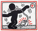 Keith Haring, Untitled (Free South Africa): one plate (L. p. 42), 1985, Lithograph in black and red, on BFK Rives paper, with full margins