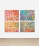 Veils (H4: 1-4) by Damien Hirst, 2018, The complete set of four giclée prints in colours, all flush-mounted to aluminium with metal strainers on the reverse (a, sold Jun 2023