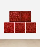 The Empresses (H. 10) by Damien Hirst, 2022, The complete series of five giclée prints in colours with glitter, flush-mounted to aluminium with metal strainers on th, sold Jun 2023