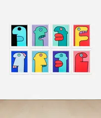 Thierry Noir, East Side Heads, 2014, The complete set of eight screenprints in colours, on Somerset paper, the full sheets