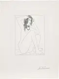 Pablo Picasso, Femme nue se couronnant de fleurs (Nude with Flowered Crown), plate 2 from La Suite Vollard (Bl. 135, Ba. 195)