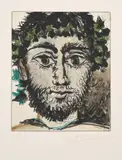Pablo Picasso, Tête de faune (Head of a Faun), 1960, Aquatint in colours, on wove paper, with full margins