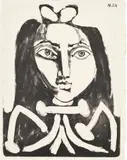 Portrait de jeune fille (Portrait of a Young Girl) (M. 151, R. 453) by Pablo Picasso, 1949, Lithograph, on Arches paper, with full margins, offered Jun 2023