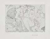 Pablo Picasso, Raphaël et la Fornarina XVI: le pape est toujours sur son pot, songeur (Raphael and the Fornarina XVI: The Pope is Always on his Pot, Pensive), plate 311 from Séries 347 (Bl. 1791, Ba. 1808), 1968, Etching, on BFK Rives paper, with full margins