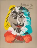 Portraits imaginaire (Imaginary Portraits): one plate by Pablo Picasso, 1969, Offset lithograph in colours, on Arches paper, the full sheet, sold Jun 2023