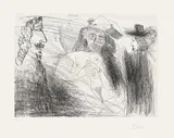 Pablo Picasso, Peintre, modèle au chapeau de paille, et gentilhomme (Painter, Model in a Straw Hat, and a Gentleman), plate 293 from Séries 347 (Bl. 1773, Ba. 1790), 1968, Etching, on BFK Rives paper, with full margins