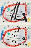 Le cercle rompu; and le cercle franchi (The Broken Circle; and The Circle Cleared) (M. 404-405) by Joan Miró, 1964, Two lithographs in colours, on BFK Rives paper, the full sheets, sold Jun 2023