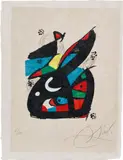 La mélodie acide (The Acid Melody): plate 13 (M. 1224, C. 248) by Joan Miró, 1980, Lithograph in colours, on Japon nacré paper, with full margins, sold Jun 2023