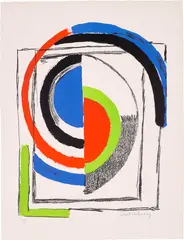 À Jour (Openwork) by Sonia Delaunay, circa 1965, Lithograph in colours, on Arches paper, with full margins, sold Jun 2023