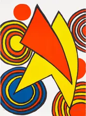 Untitled (Triangles and Spirals) by Alexander Calder, 1973, Lithograph in colours, on wove paper, the full sheet, sold Jun 2023