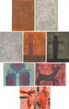Rufino Tamayo, 15 Aguafuertes (15 Etchings): eight plates (P. 250-253, 255, 260-261, 263), 1979, Eight etchings with carborundum in colours, on Guarro paper, the full sheets