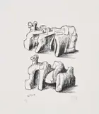 Henry Moore, Two Rock Reclining Figures (C. 102), 1967, Lithograph, on Barcham Green wove paper, with full margins
