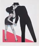 Gerald Laing, The Kiss, 2007, Screenprint in colours with hand-applied gold leaf, on Arches paper, with full margins