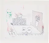 David Hockney, Discord Merely Magnifies, plate 7 from The Blue Guitar (S.A.C. 205, M.C.A.T. 184), 1976-77, Etching and aquatint in colours, on Inveresk mould-made paper, with full margins
