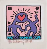 Keith Haring, Untitled (Dr. Winkie Wedding Invitation) (L. p. 92), 1988, Screenprint in colours, on unstretched canvas