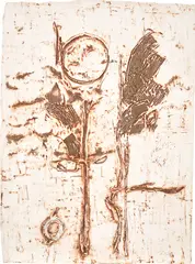 Parets (Walls) (H. 153) by Helen Frankenthaler, 1988, Collagraph drawn with Araldite glue in light burnt sienna, on handmade paper, the full sheet, sold Jun 2023