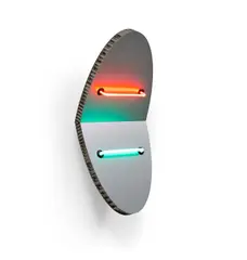 Keith Sonnier, Elliptical Suite #8, from Elliptical Shields Series V, 2005, A unique honeycomb-core aluminium multiple with two neon lights (clear red and E-21 turquoise) and electrical components