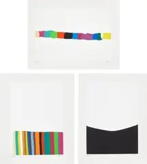 Alberto Burri, Trittico C (Triptych C), 1973-76, The complete set of three screenprints in colours, on Fabriano Rosaspina paper, with full margins