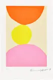 Etel Adnan, L'Express Beyrouth-Enfer (Beirut-Hell Express), 2021, Aquatint in colours, on wove paper, with full margins, with accompanying 55-page book, the sheet loose (as issued) contained in the original aquamarine linen-covered portfolio