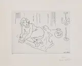 Henri Matisse, Nu couché. Intérieur à la lampe Vénitienne (Reclining Nude. Interior with Venetian Lamp) (D. 181), 1929, Etching, with Chine-collé to Arches paper, with full margins