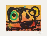 Joan Miró, Tête au soleil couchant (Head to the Setting Sun) (D. 437), 1967, Aquatint in colours with carborundum, on Arches paper, with full margins