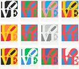 The Book of Love by Robert Indiana, 1996, The complete set of 12 screenprints in colours and 12 accompanying poems with embossing, on A.N.W. Crestwood Museum pape, sold Sep 2023