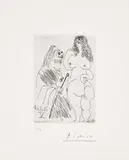 Pablo Picasso, Jeune prostituée et vieillard aux yeux exorbités (Young Prostitute and Old Man with Bulging Eyes), plate 267 from Séries 347 (Bl. 1749, Ba. 1764), 1968, Etching, on BFK Rives paper, with full margins