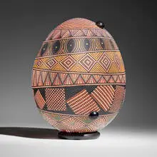 Ricky Maldonado, Untitled (Egg), 2006, glazed terracotta, stones