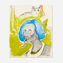 Simphiwe Ndzube, Untitled, 2022, acrylic and graphite on paper