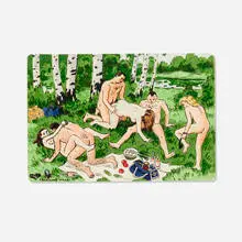 Zoya Cherkassky, Le Déjeuner sur l'herbe, 2021, mixed media on paper