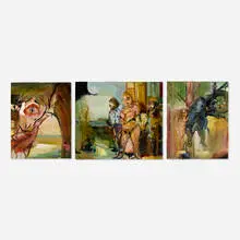 Natalie Frank, Story of the Horse (triptych), oil on panel