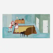 Amy Cutler, Livingroom Tangle (diptych), 2000, casein and flashe on panel