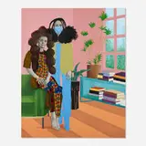 David Olatoye, My Beloved, in Whom I Found Peace Il, 2021, pen, acrylic and fabric collage on canvas