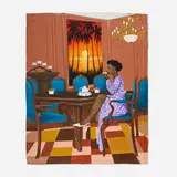 Hamid Nii Nortey, Coffee is the best thing to douse the sunrise with, 2021, acrylic on canvas