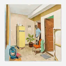 Ojo Ayotunde, Corridor, 2021, oil, acrylic and charcoal on canvas