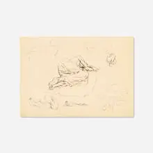 Paul Cadmus, Jared French Reclining, Mallorca, c. 1932-33, pen, ink and graphite on tan wove paper