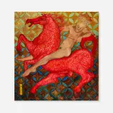Mylo Quam, Red Horse, 1990, oil on unstretched canvas