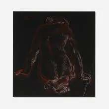 Paul Cadmus, Nude Z #25, 1997, crayon on black paper
