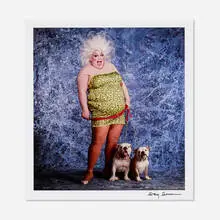 Greg Gorman, Divine and Her Two Bulldogs, Beatrix and Klaus, c. 1984, C-print