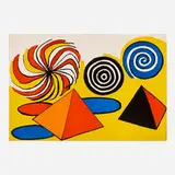 Alexander Calder, Untitled (Pinwheels and Pyramids), 1974, lithograph in colors