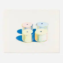 Wayne Thiebaud, Four Cakes (from the Recent Etchings I portfolio), 1979, drypoint and aquatint in colors on Somerset