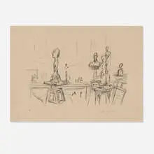 Alberto Giacometti, Studio avec sculptures (from Derrière le Miroir), 1961, lithograph on Arches