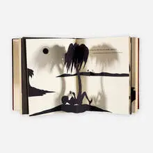 Kara Walker, Freedom: A Fable Bound (Pop-Up Book), 1997, leather-bound volume of offset lithographs and five laser-cut pop-up silhouettes on wove paper